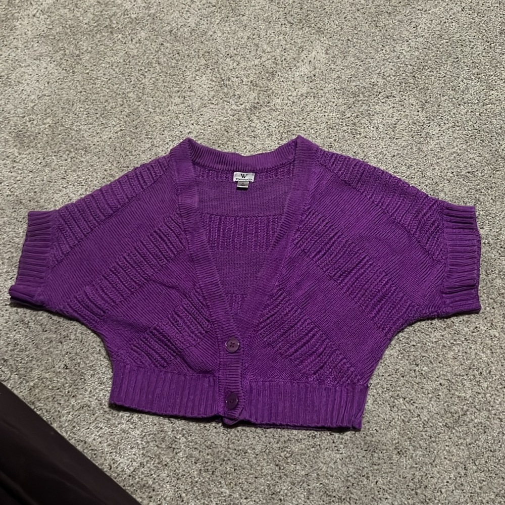 Cropped Short Sleeve Cardigan Sweater